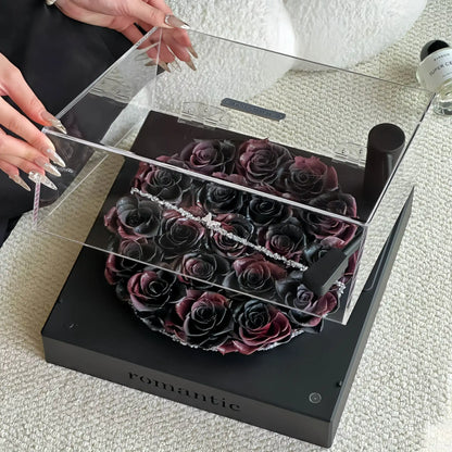 LULU ROSÉE Opening the Vintage Noir Turntable Flower Box, Dark Rose Record Player Design